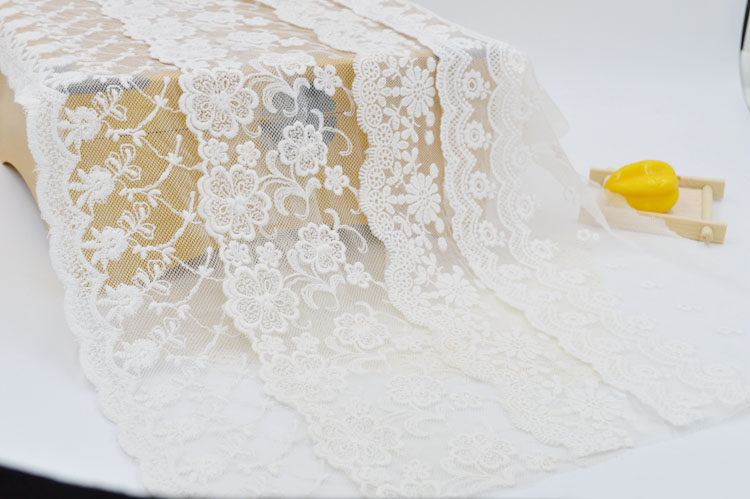 白色全棉网纱刺绣花边纯棉线镂空蕾丝花边森系diy手工辅料桌布 ￥1.