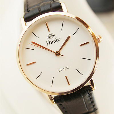 韩国正品牌防水复古超薄时尚潮流韩版男表女表真皮带学生情侣手表