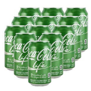 清仓促销美国绿色版碳酸饮料cocacolalife可口可乐汽水355mlx12听
