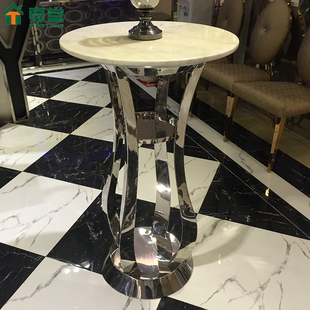 样板房爵士白大理石不锈钢镜面镂空酒吧ktv吧台后现代吧台椅定做