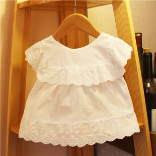 开衫0-1-2岁宝宝上衣衣服 2015女童t恤婴幼儿蕾丝纯色披肩小开衫