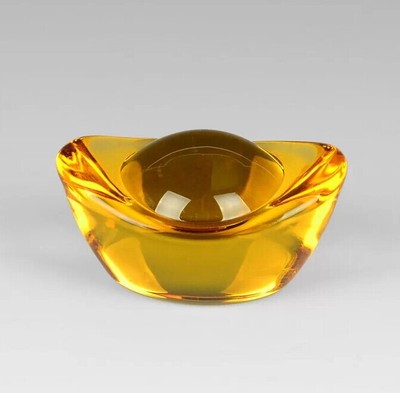 特价 开光黄水晶金元宝摆件 琉璃家居招财装饰工艺品 黄金万两