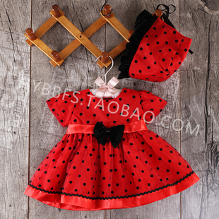 花园宝贝儿童摄影影楼直播百天服装经典妈咪喜糖小草莓连衣裙