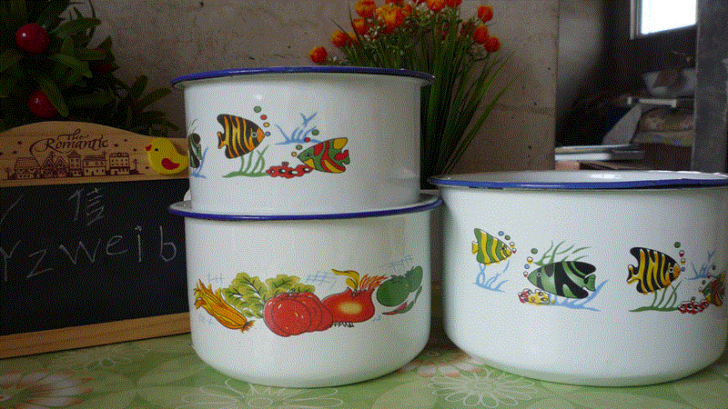 老式搪瓷饭缸饭盆饭盒经典搪瓷杯杯快餐杯带把带盖13.14.15cm包邮