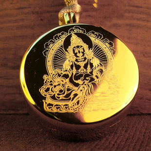 如意惺特价/西藏法王如意宝印章黄财神项链合/纯铜镀金圆形嘎乌盒
