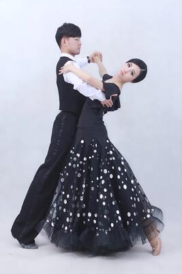 高端定做女款半身裙大摆韩国纱裙亮片摩登舞裙交谊舞国标舞练习裙