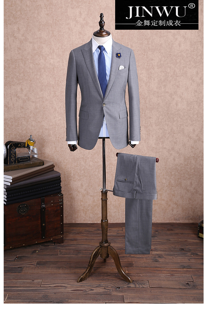 金舞上海定制男装西服店灰色西装商务西服定做新郎结婚西装礼服