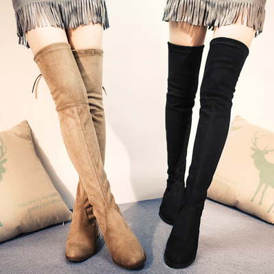 小辣椒sw5050秋冬过膝靴子平跟长靴弹力靴长筒女靴平
