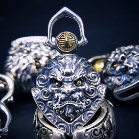 samtao项链吊坠 挂坠 s925纯银 地藏王菩萨坐骑 谛听驱魔铃 铃铛