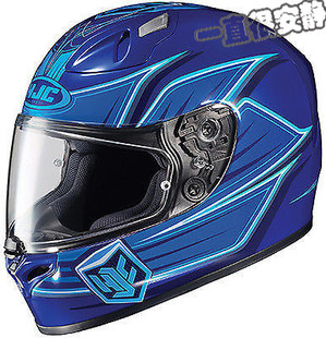 全盔 美国代购 hjc 摩托车赛车头盔男 fg-17 blue 全盔蓝色时尚保暖