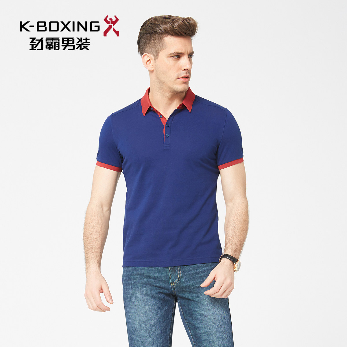 劲霸短袖t恤2017年夏季新款 商务休闲男士丝光棉短袖t恤ftby2376