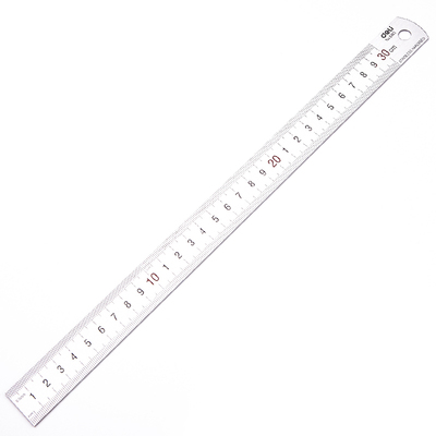 得力8463钢尺 钢制尺子 30cm钢直尺 30厘米 不锈钢刻度尺