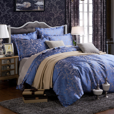 皇朝家私 欧式家纺刺绣贡缎提花四件套被套床单床上用品婚庆 c10