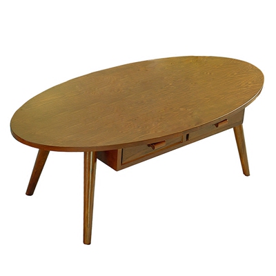 北欧小茶几简约小户型客厅功夫茶桌创意抽屉储物椭圆形茶几木桌子_双