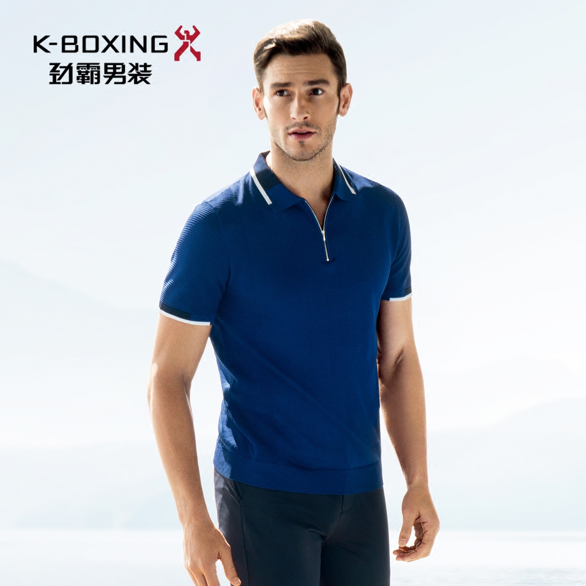 劲霸丝光棉短袖t恤 2017夏装新款 男士撞色拼接休闲t恤衫ftbl2616