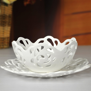 摆件时尚客厅摆设实用田园 陶瓷果盘家居装饰品简约现代创意工艺品