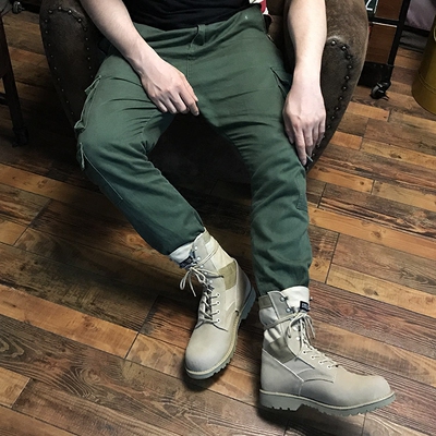 权志龙同款马丁靴英伦风作战短军靴高帮男户外真皮牛皮工装沙漠靴