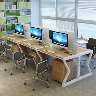 简易二四六人位多人职员办公桌简约经济型双人电脑桌台式家用书桌