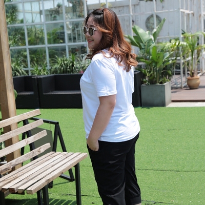 布松大码t恤女胖mm夏装加肥加大号短袖纯棉打底衫纯色上衣200斤潮