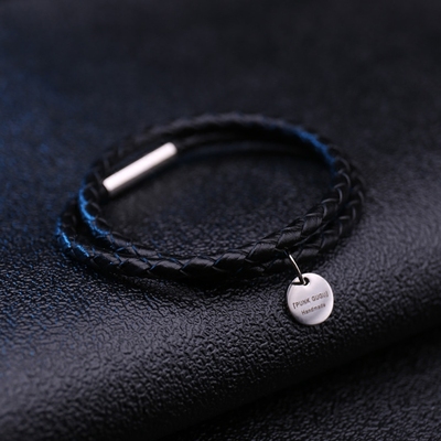 王俊凯王源同款手环 李易峰黑色双层编织真皮手链 男女情侣手绳子