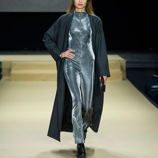 天赐女装2016秋冬巴黎时装周走秀款修身无袖小立领拉链背心连体裤