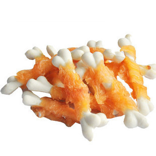 鸡肉 萨摩德牧金毛博美比熊泰迪犬 促销宠物零食鸡肉绕高钙骨奶骨800g