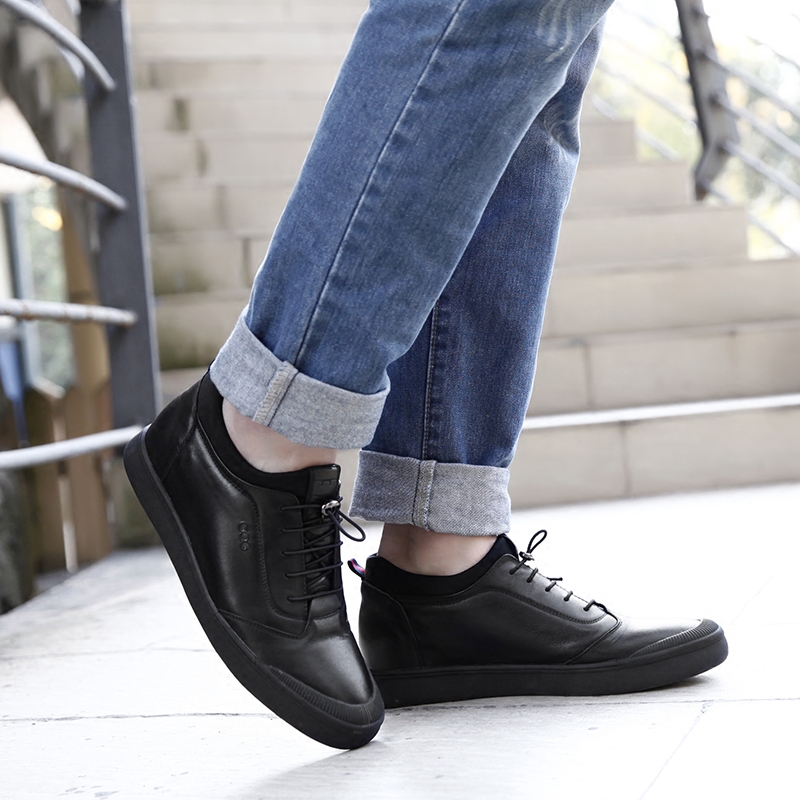 高哥增高鞋男式6cm男鞋休闲鞋 皮鞋 真皮圆头春季新款wz9681