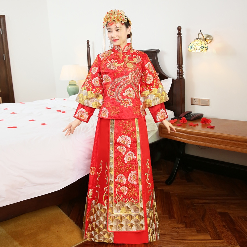 baby同款结婚礼服中式婚纱敬酒服装新娘喜服嫁衣秀禾服龙凤褂旗袍