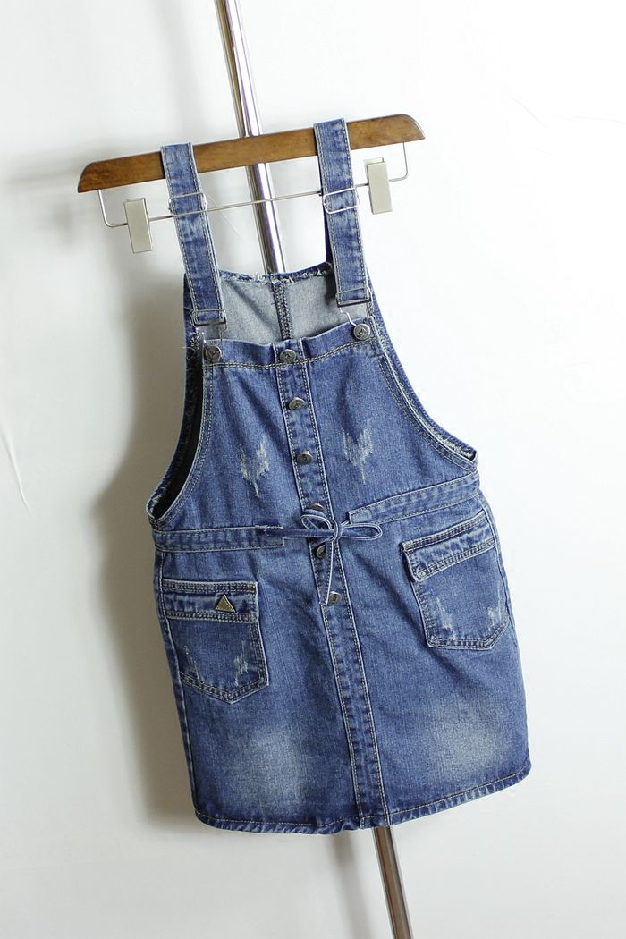 2016新款春夏季牛仔背带裙女半身裙短裙排扣吊带裙可爱减龄校园款