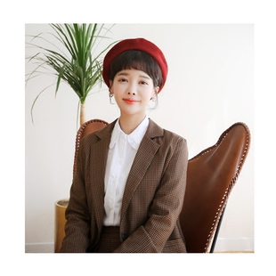 画家帽女羊毛帽子秋冬韩版百搭英伦复古贝雷帽女日系蓓蕾帽南瓜帽