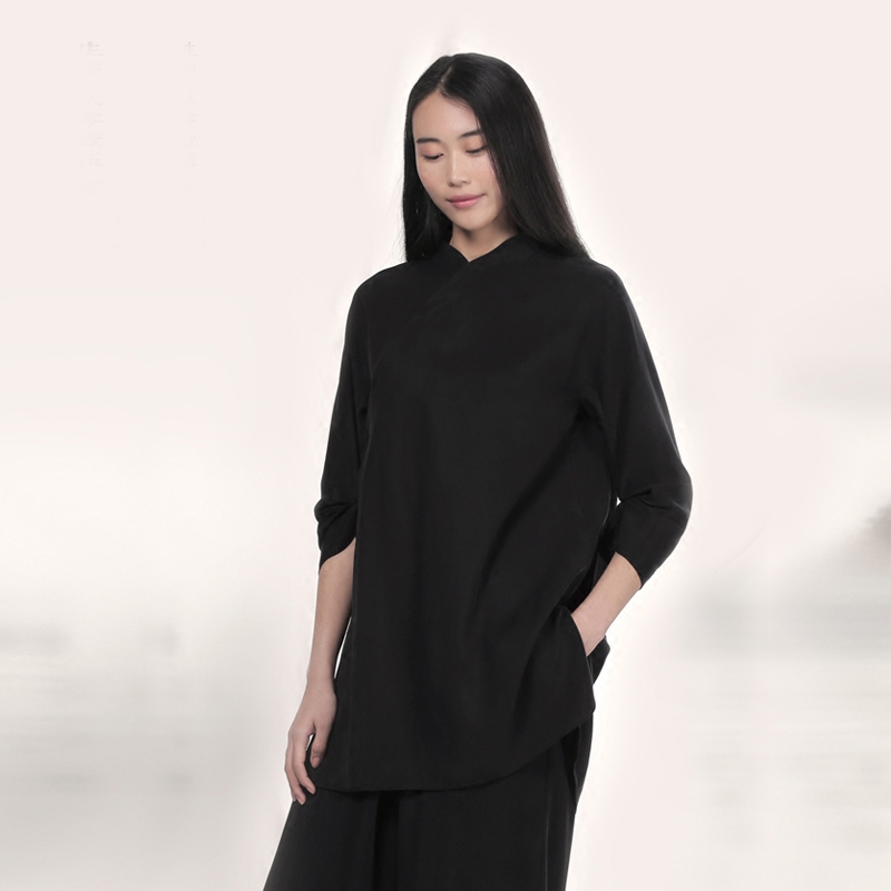 ifashion中国风茶道禅意中式外套v领短衫夏生姜swds028-11520112